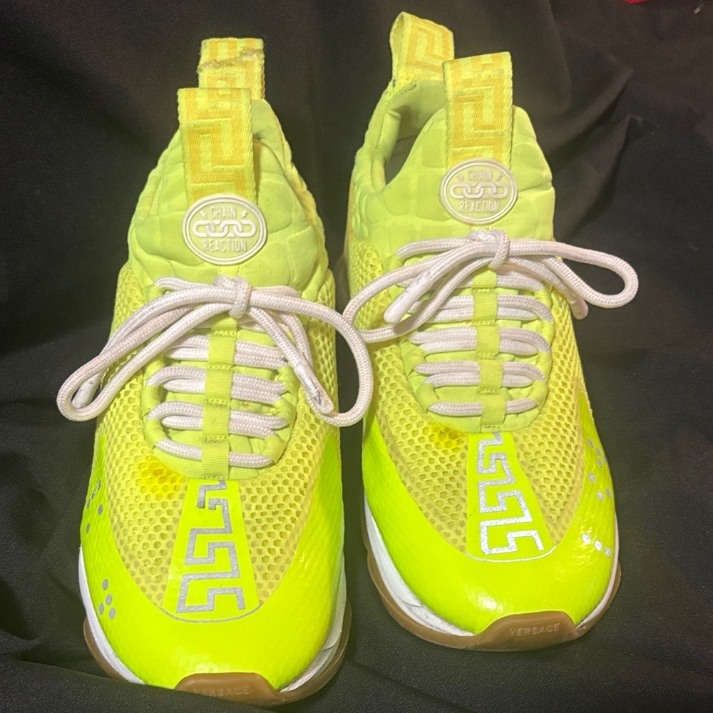 Versace Chain Reaction Neon Yellow Athletic Shoes